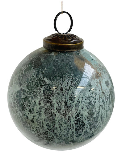 Glass ball grey lt blue marbled 10cm