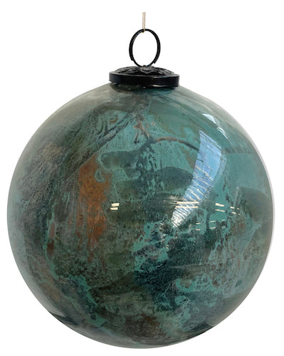 Glass ball green copper marbled 20cm