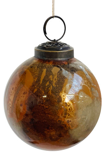 Glass ball copper marbled 7cm