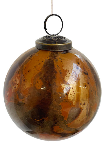 Glass ball copper marbled 10cm