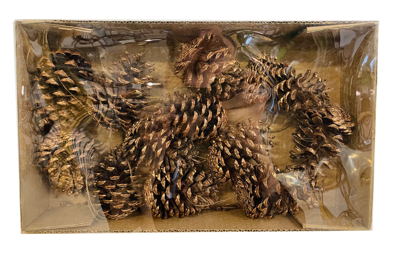 Cedar cones gold with hanger 12 in box