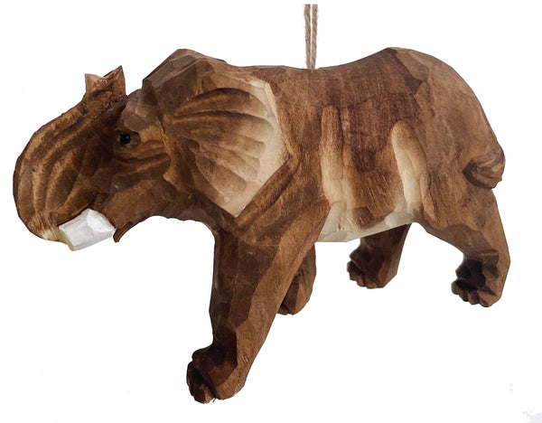 Wooden elephant ornament 17cm