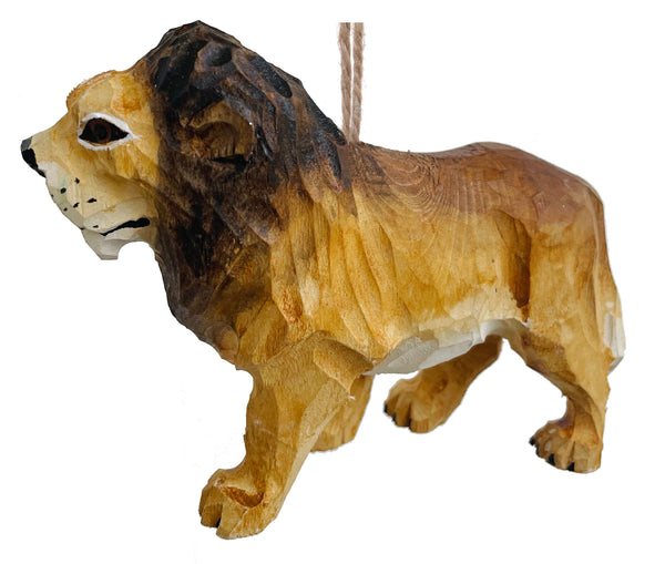 Wooden lion ornament 14cm