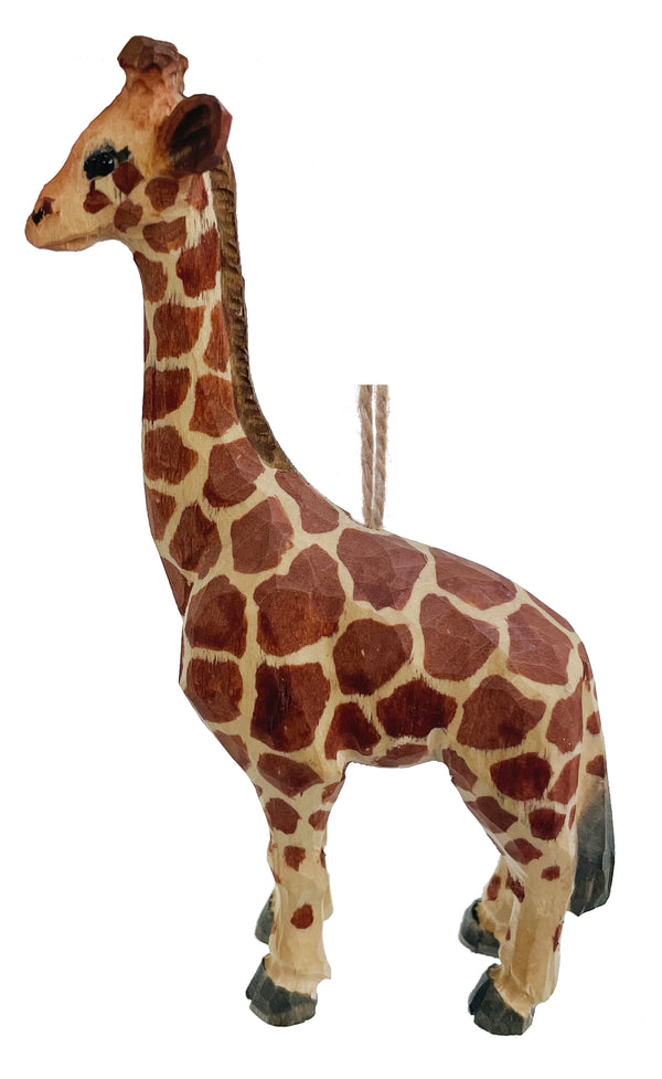 Wooden giraffe ornament 15cm