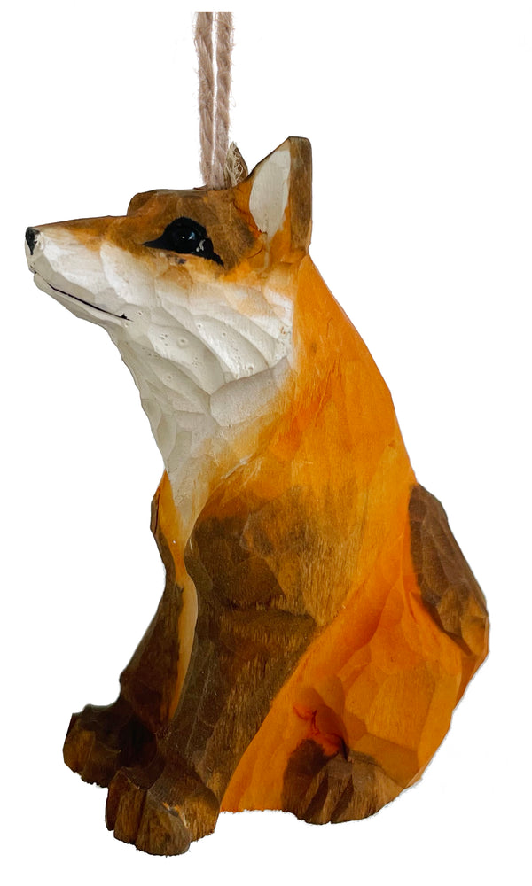 Wooden fox ornament 8cm