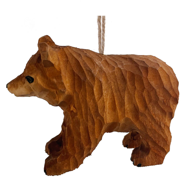 Wooden bear ornament 9cm