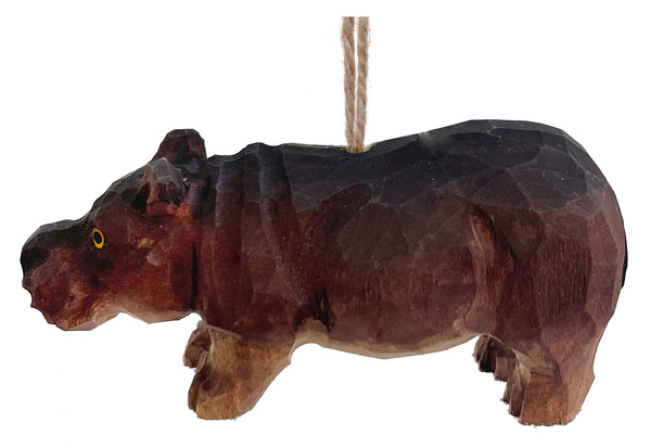 Wooden hippo ornament 9cm