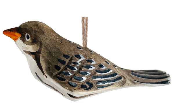 Wooden bird ornament white, brown 12cm