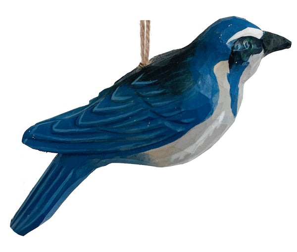 Wooden bird ornament blue-black 10,5cm