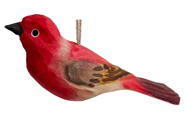 Wooden bird ornament red 13cm