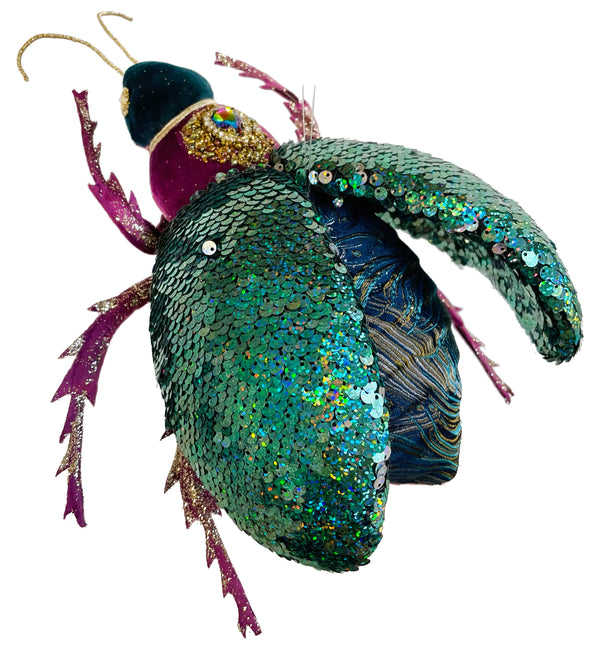 Beetle ornament sequin wings purple, green 26cm