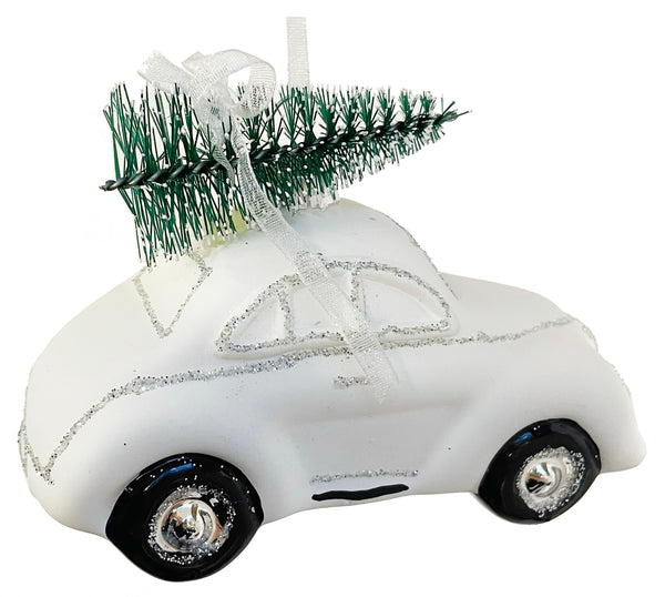 Glass car white mat with tree on top 10c