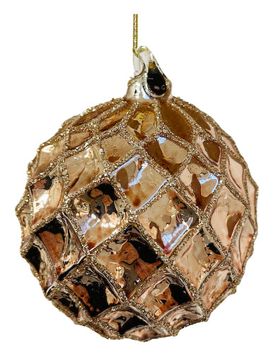Glass moulded ball rose gold with glitte