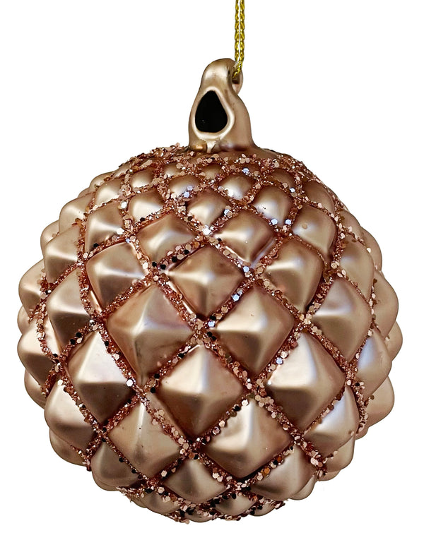 Glass cone ball pink with glitter 8cm