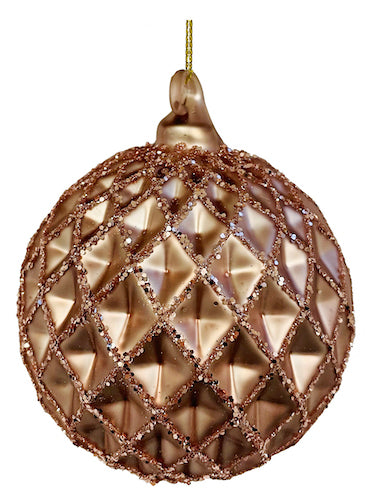 Glass comb ball pink mat with glitter 10