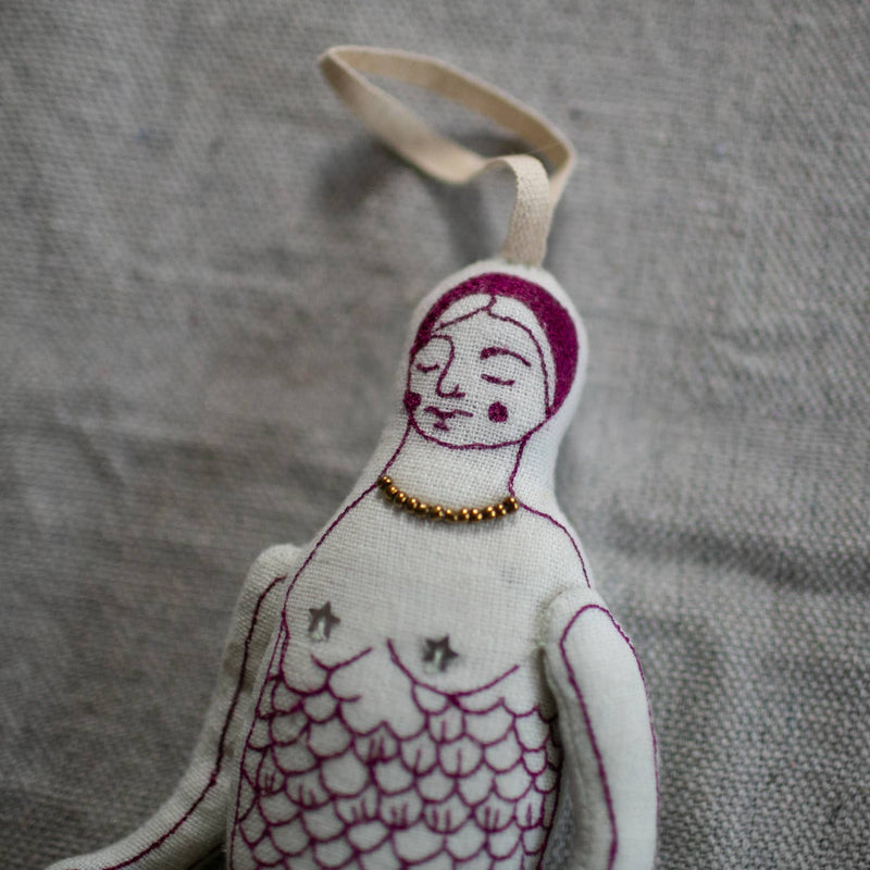 Mer Person - Cotton & Lavender filled Ornament Doll, Mermaid