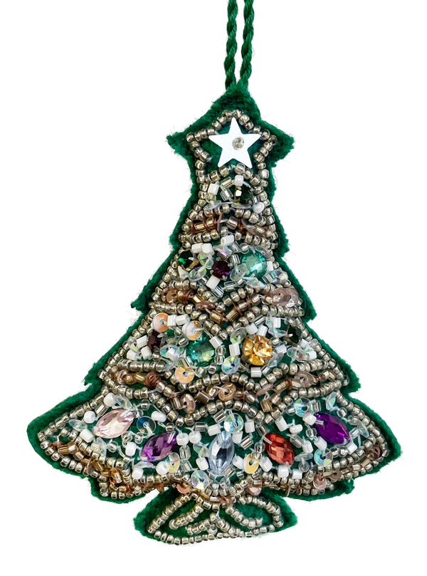 Beaded Christmas tree ornament 10cm