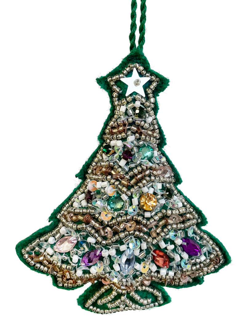 Beaded Christmas tree ornament 10cm