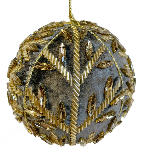 Velvet ball dark grey with gold diamond