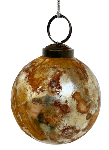 Glass ball rustic silver 7cm