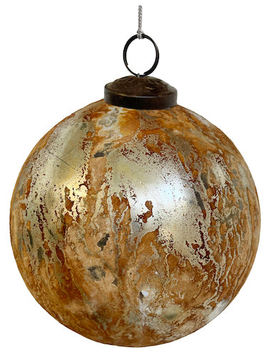 Glass ball rustic silver 12cm