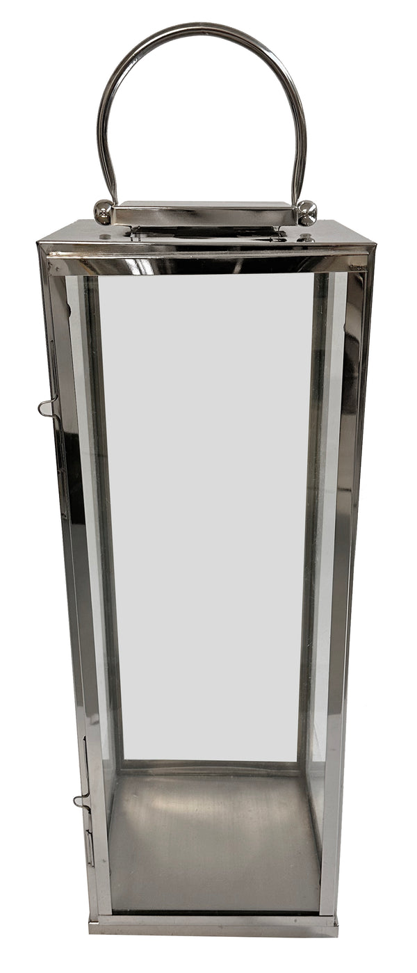 Lantern stainless steel shiny silver 30,5x30,5x84cm