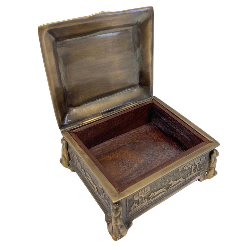4-1/2" Antiqued Brass Equestrian Trinket Box