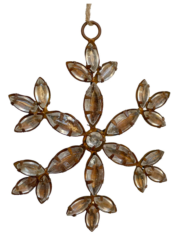 Rhinestone snowflake ornament rusty 10cm