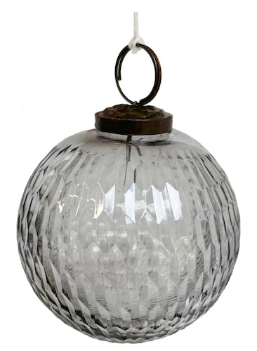Glass ball smoked etched 7cm