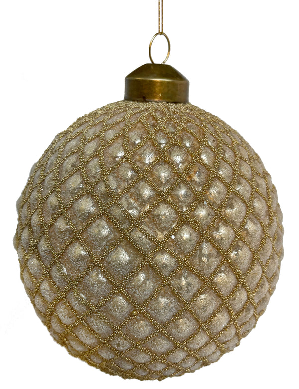 Glass cone ball sugared antique gold mat