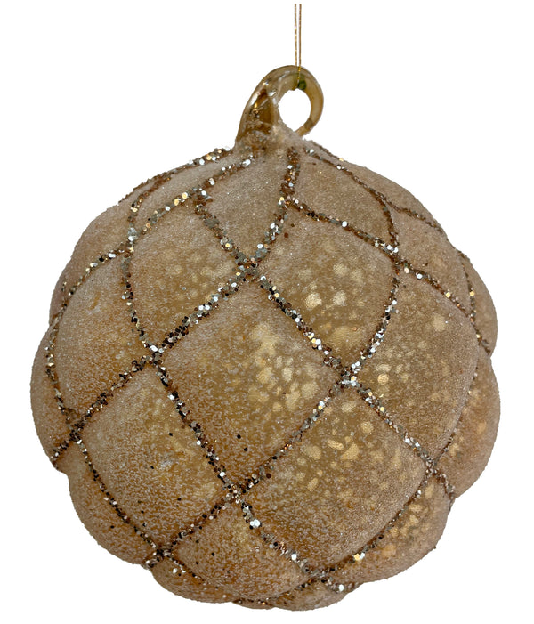 Glass velvet ball sugared antique gold m
