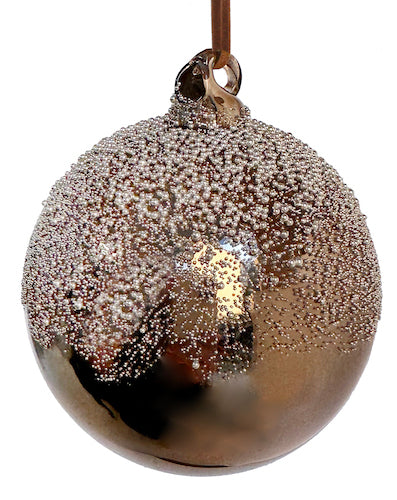 Glass ball brown shiny frosted top 8cm