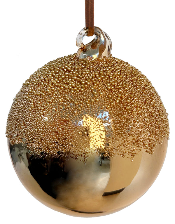 Glass ball gold shiny frosted top 8cm