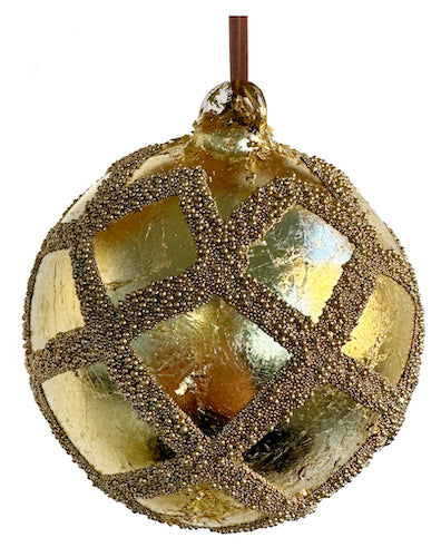 Glass ball gilded bead lines deco 10cm