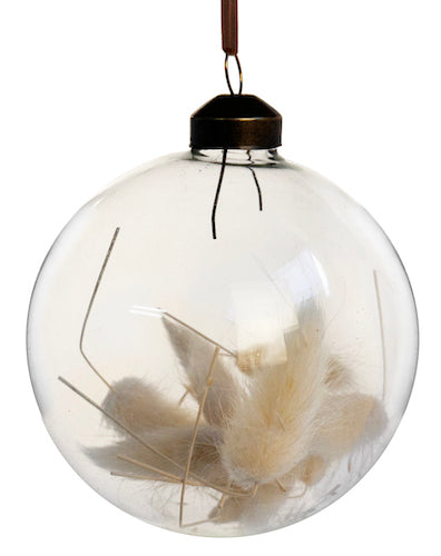 Glass ball clear Lagurus bleached inside