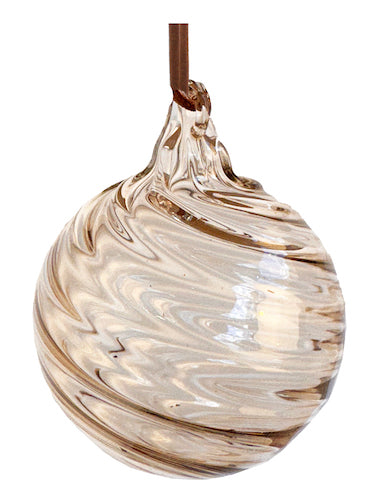 Glass ball swirl transparent lt brown 6cm