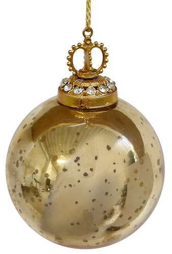 Glass ball antique shiny gold crown to 7