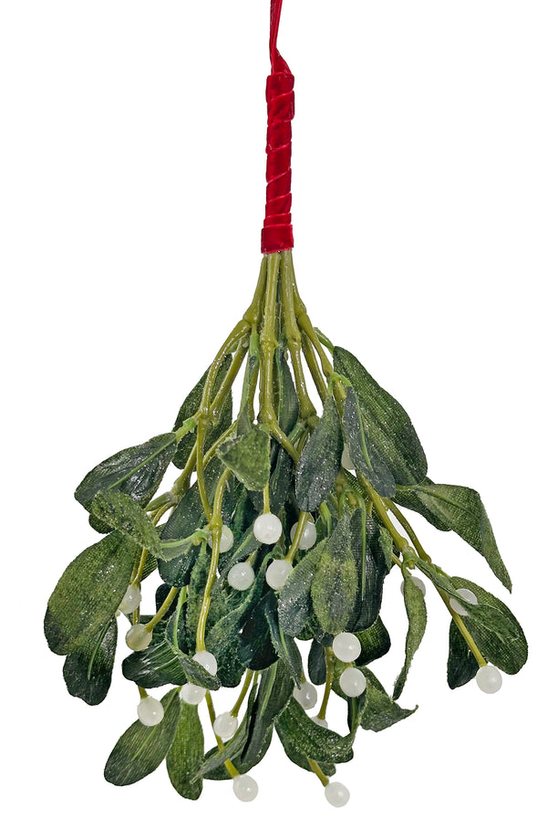 Velvet mistletoe bundle green red ribbon M 30cm
