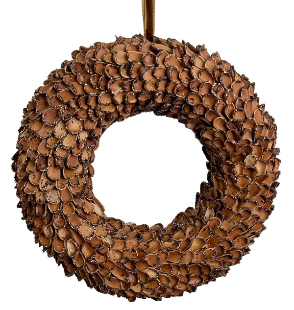 Nut shell wreath copper glitter edges 19cm