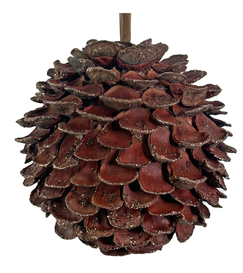 Chestnut shell ball copper glitter 16cm