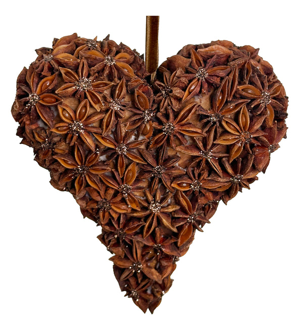 Star anise heart copper glitter 15cm