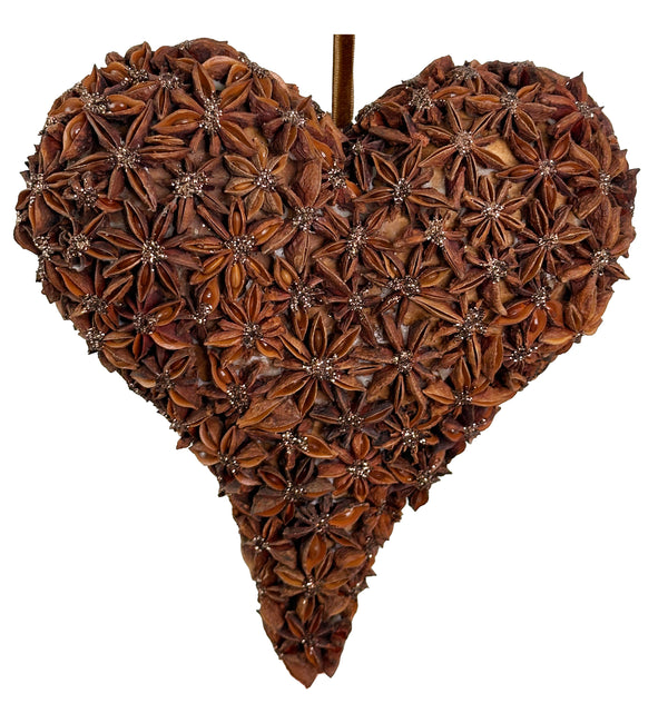 Star anise heart copper glitter 21cm