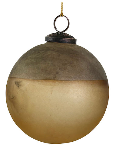 Glass ball transparent brown silver mat top 10cm