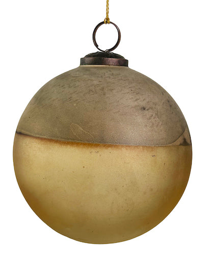 Glass ball transparent brown silver mat top 12cm