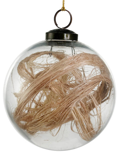 Glass ball clear banana fiber inside 10cm