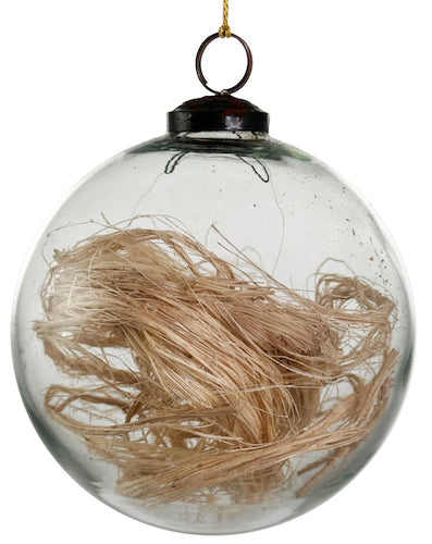Glass ball clear banana fiber inside 12cm