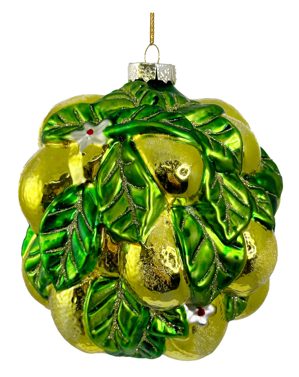 Glass lemon ball ornament yellow-green 13cm