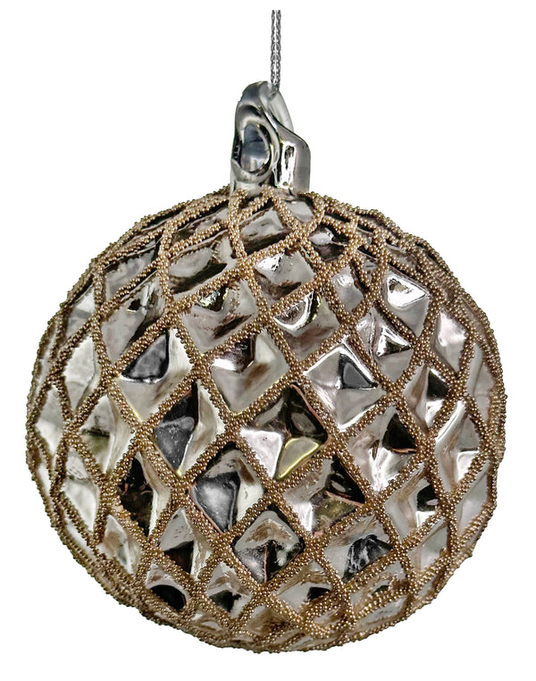 Glass ball rhombus gold beaded 8cm