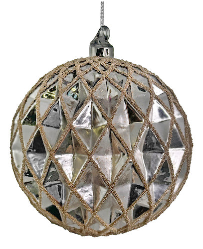 Glass ball rhombus gold beaded 10cm