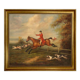 Fox Hunting Scene Framed Oil Painting Print on Canvas